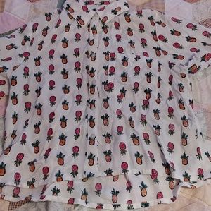 Pineapple Button Down Short Sleeved Shirt
